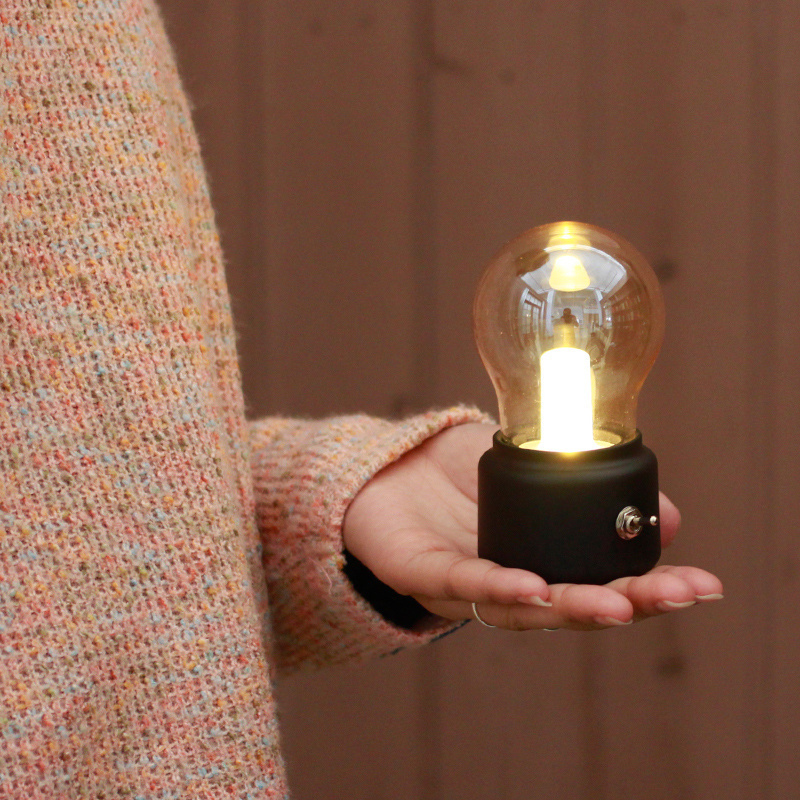 Retro Bulb Lamp Usb Rechargeable Led Night Light Mini Bedside Desk Lam