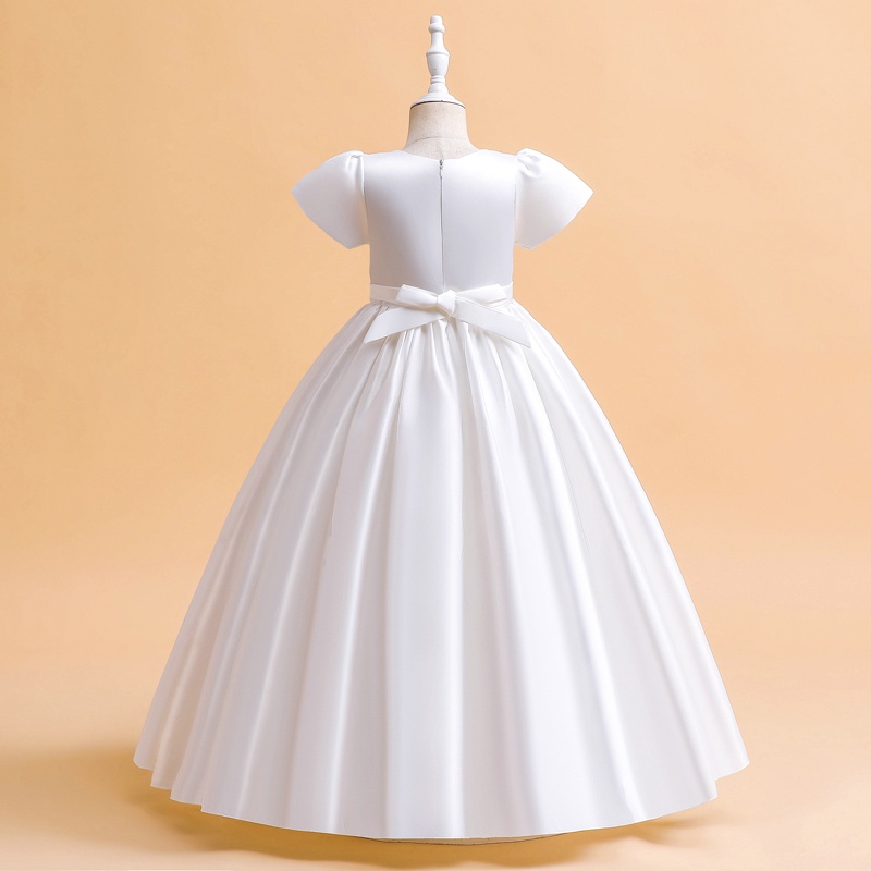 MQATZ Short Sleeve Kids White Bridesmaid Dress For Girls Children Costume  Princess Dresses Girl Party Porn Dress Satin Wedding 4-14 Years | Shopee  Philippines