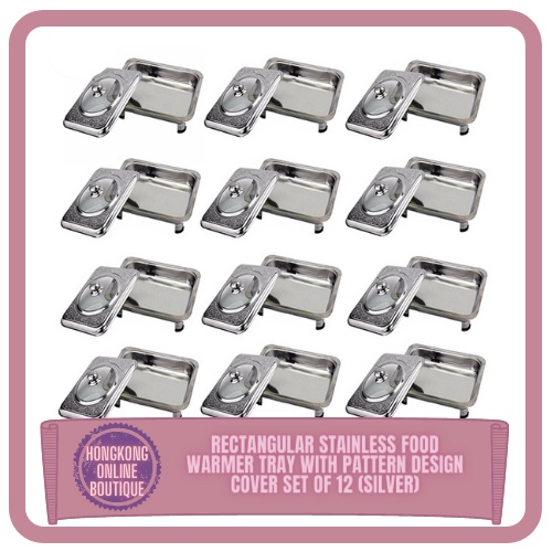HK Rectangular Stainless Food Warmer Tray With Pattern Design Cover Set