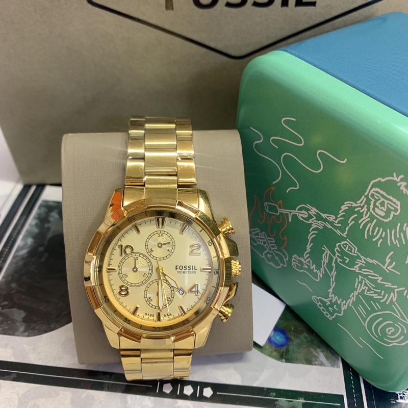Fossil watch gold Business Fashion Trend Multifunction Calendar | Shopee  Philippines