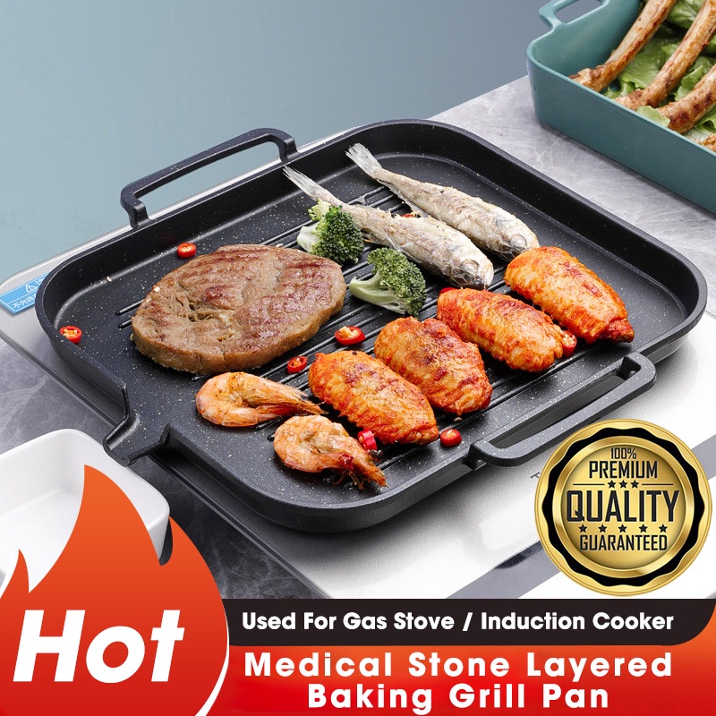 Samgyupsal Grill Pan Medical Stone Layered Baking Non Stick Grill Pan