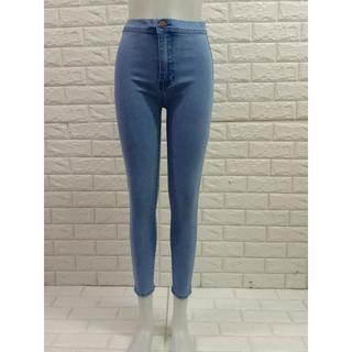 one button high waisted skinny jeans