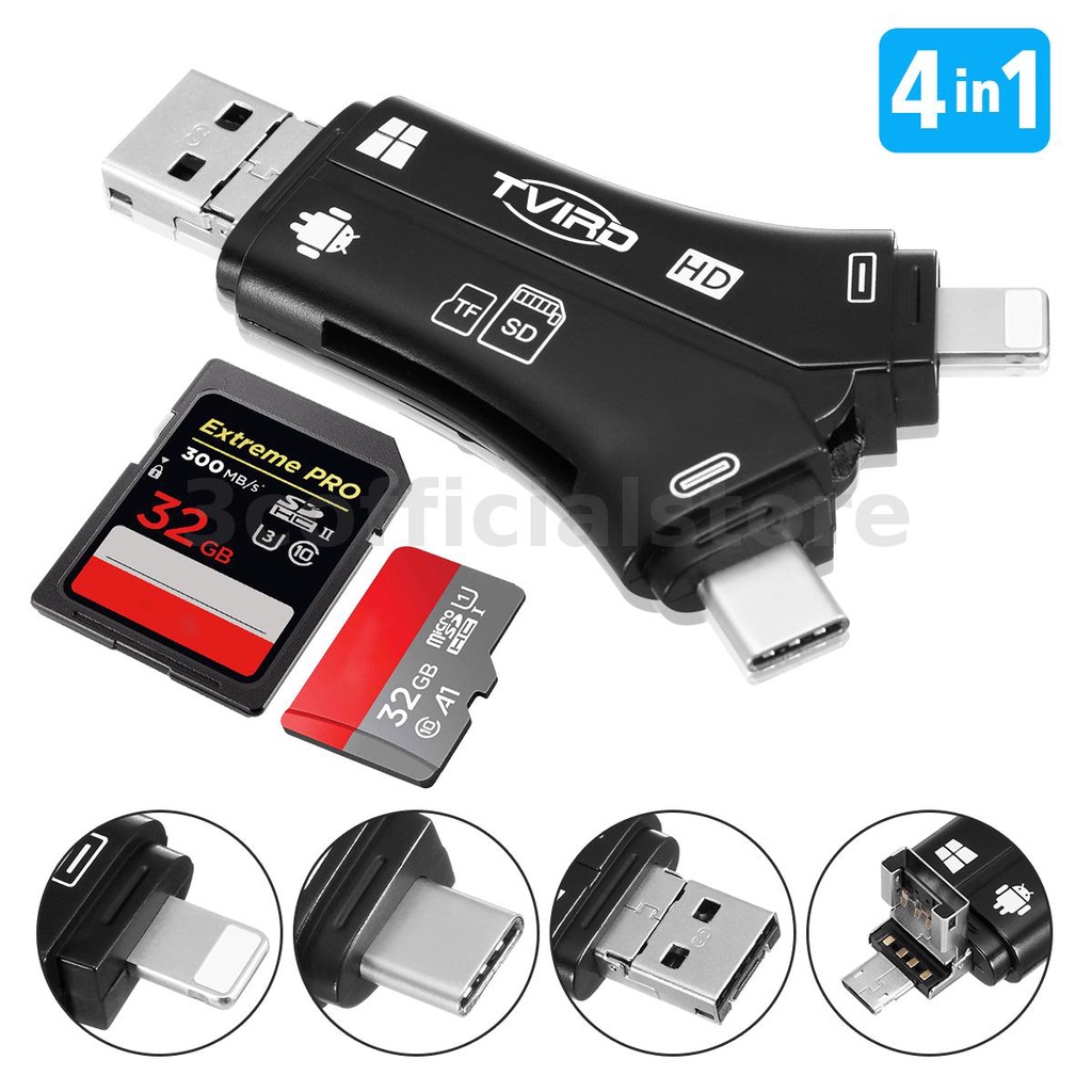USA Memory Card Reader Adapter For Android Phone 4in1 USB Flash Drive