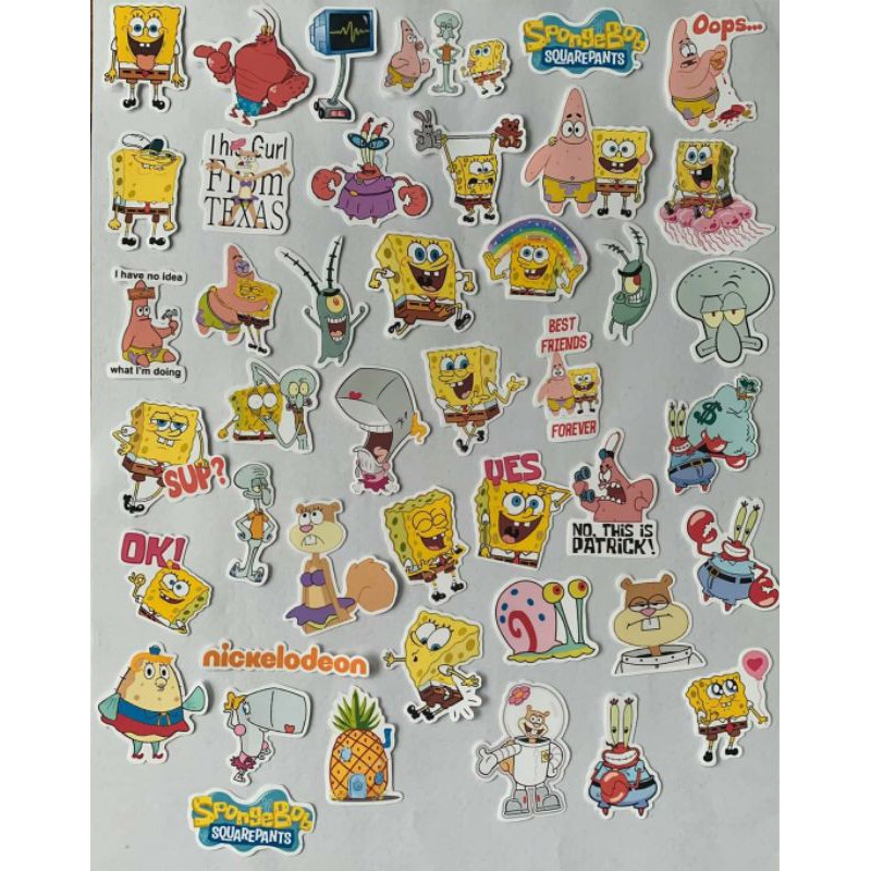 SPONGEBOB SQUAREPANTS STICKER WATERPROOF 43 pieces | Shopee Philippines