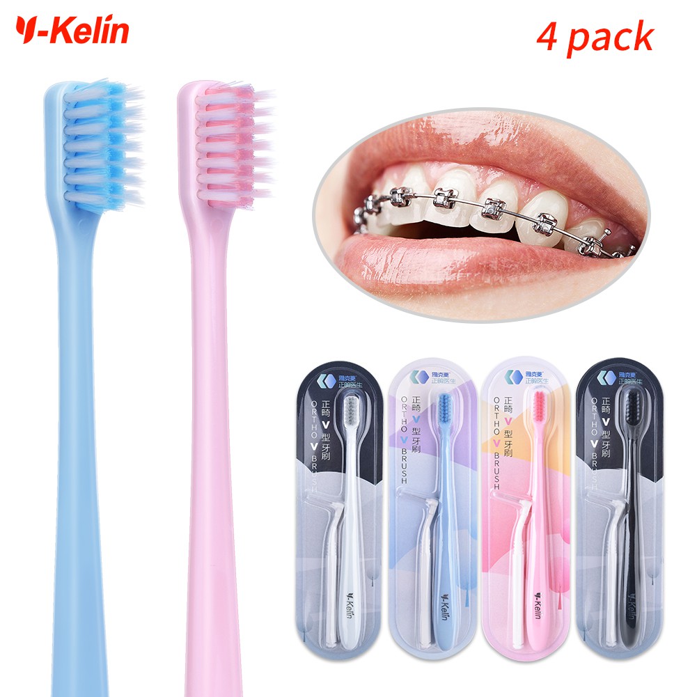 YKelin Vshaped orthodontic toothbrush soft bristle Vtrim teethbrush