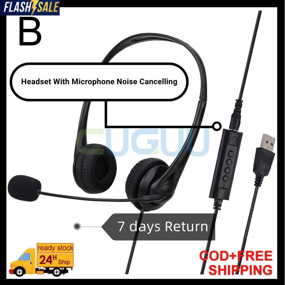 USB Headset Noise Cancellation USB Call Center Headphone With