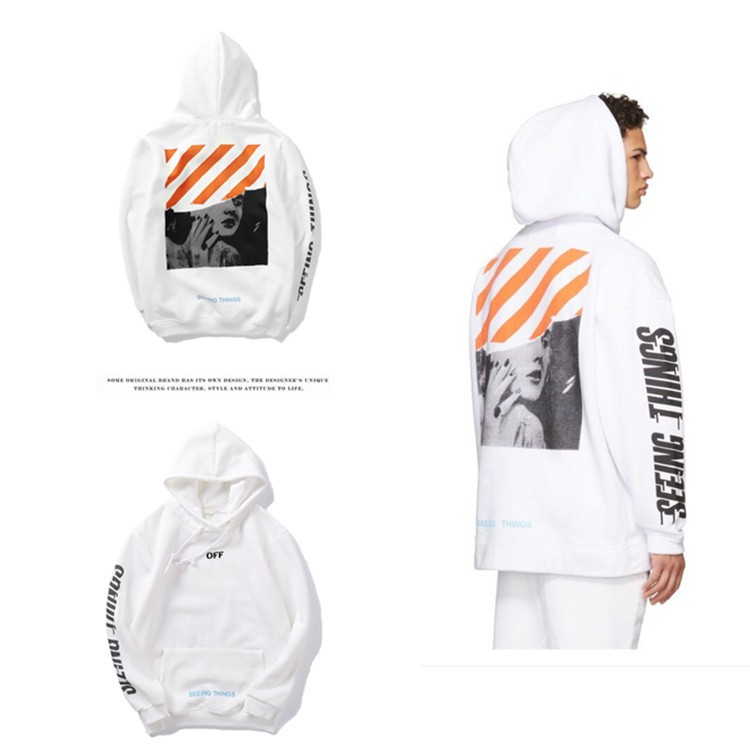 off white hoodie white seeing things