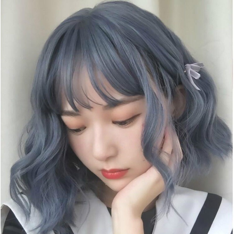 blue short hair wig