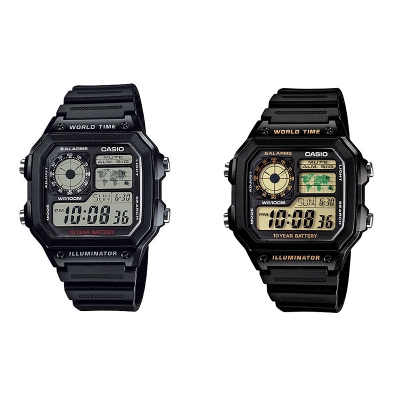Casio World Time AE-1200WH-1B / AE1200 Resin Band | Shopee Philippines