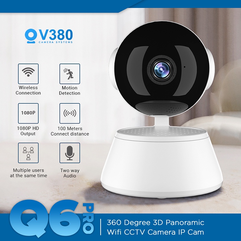 V380 Q6 Pro CCTV Camera Wifi Connect to Cellphone 1080P Smart Home