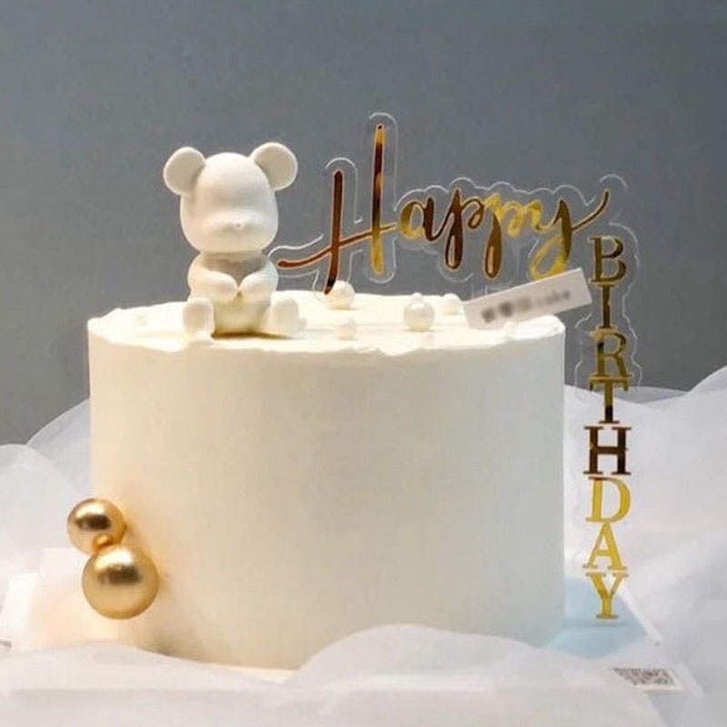 Happy Birthday Letter Double Acrylic Cake Decorating Cream Cake Topping