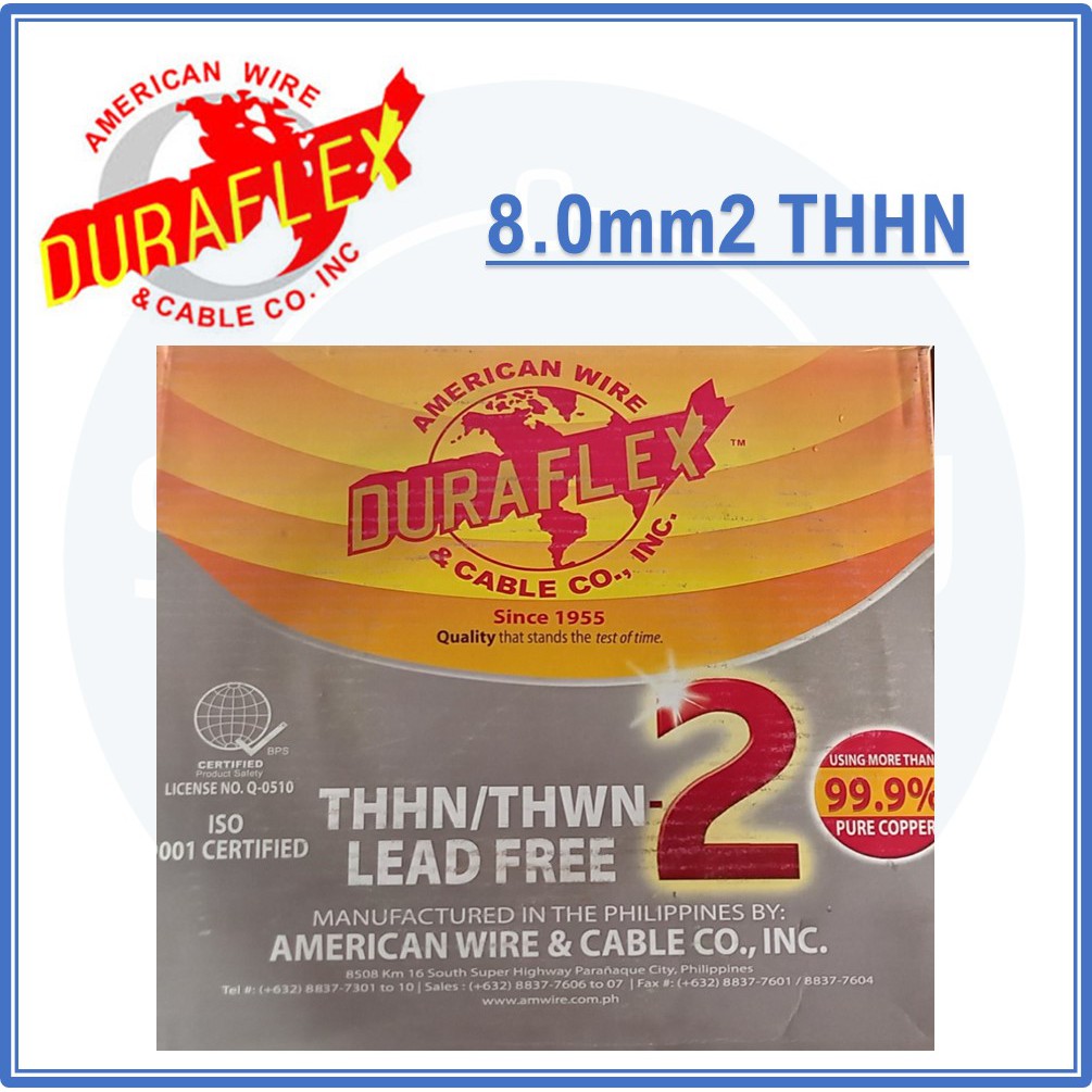 DURAFLEX THHN WIRE 8.0mm2 (150M per box) | Shopee Philippines