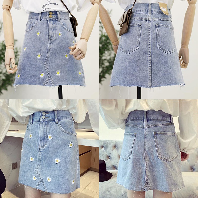 cow denim skirt