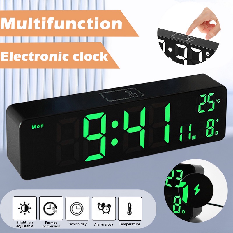 LED Digital Alarm Clock Electronic Desktop Clocks Temperature Digital Clock Home Alarm Clock ...
