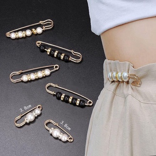 1pc Pearl Brooch Tightening Waistband Pin Opening Bottom Metal Pearl Cute Brooch Pin Jewelry
