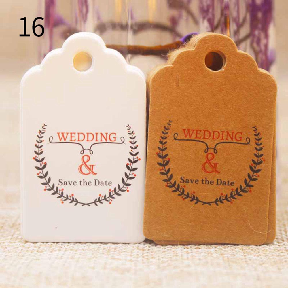 Stary Mauve Purple-50 Tags Darling Souvenir Personalized Paper Hang Tags Custom Text Wedding Party Gift Favor Tags