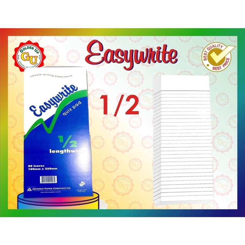 Easywrite Quiz Pad 1/4” pad - 1/2”Crosswise- 1/2” lengthwise Sold by pad