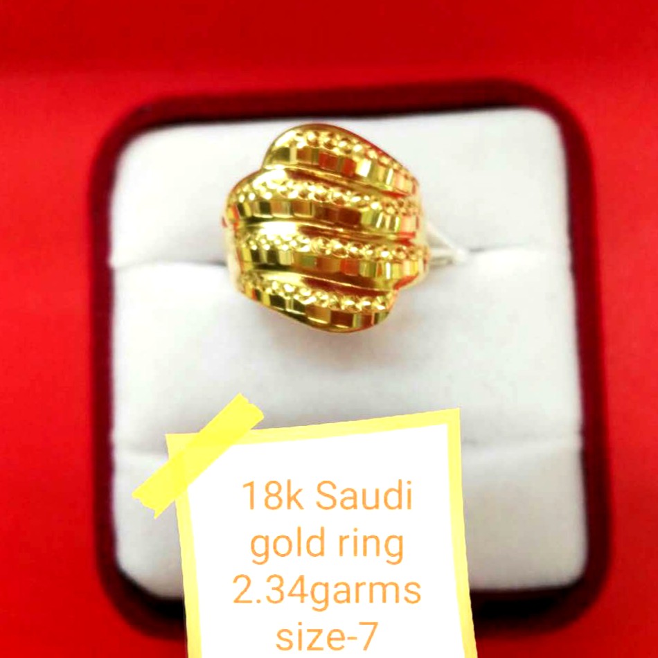 18k Pure Gold Saudi Gold Ring 2 34 Grams Size 7 Shopee Philippines