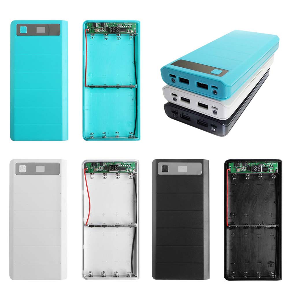 Type C Input 2 USB Battery DIY Holder LED Display Power Bank Case