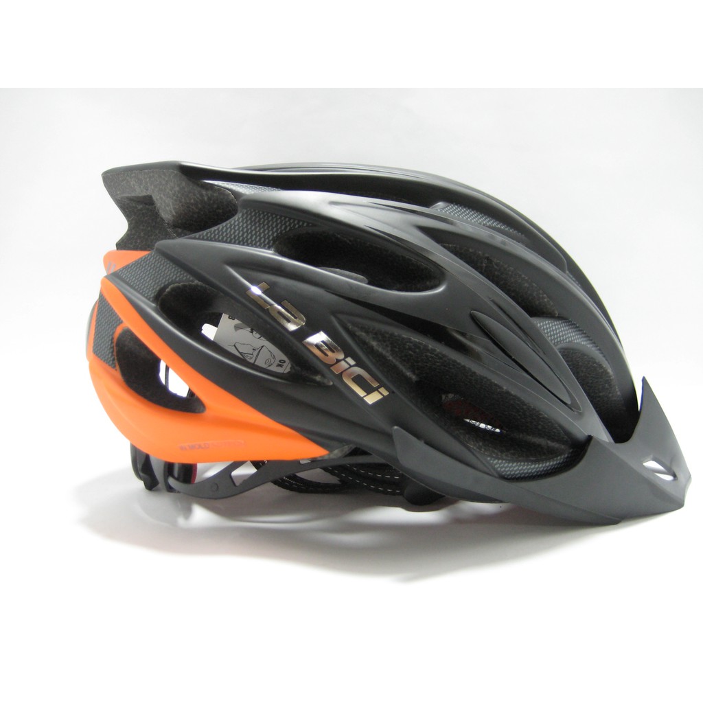 orange mountain bike helmet