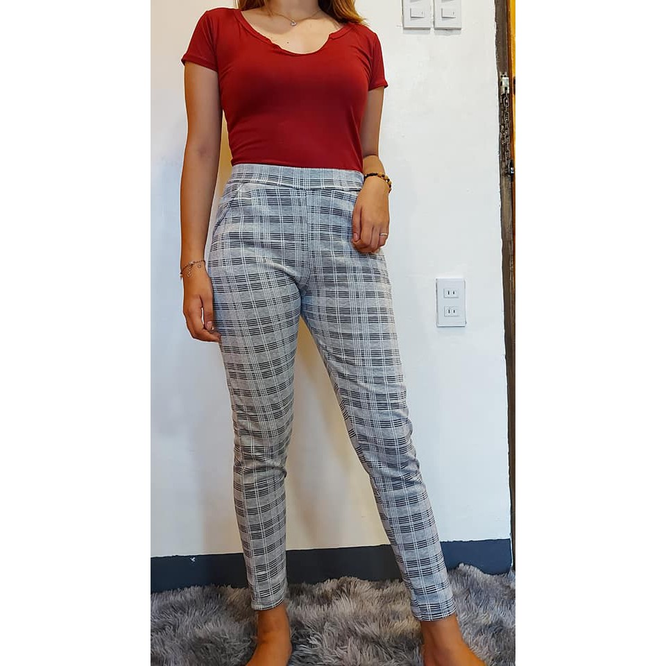 plus size checkered trousers
