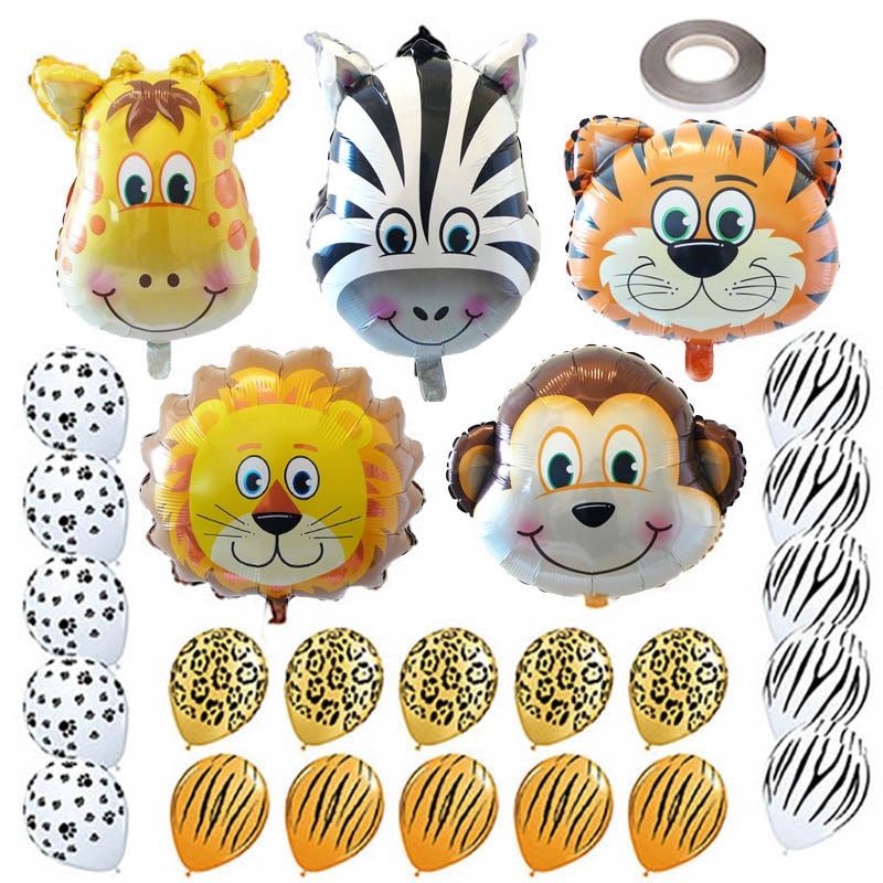 25pcs/set Safari Animals Balloons Jungle Theme Birthday Party Balloons ...