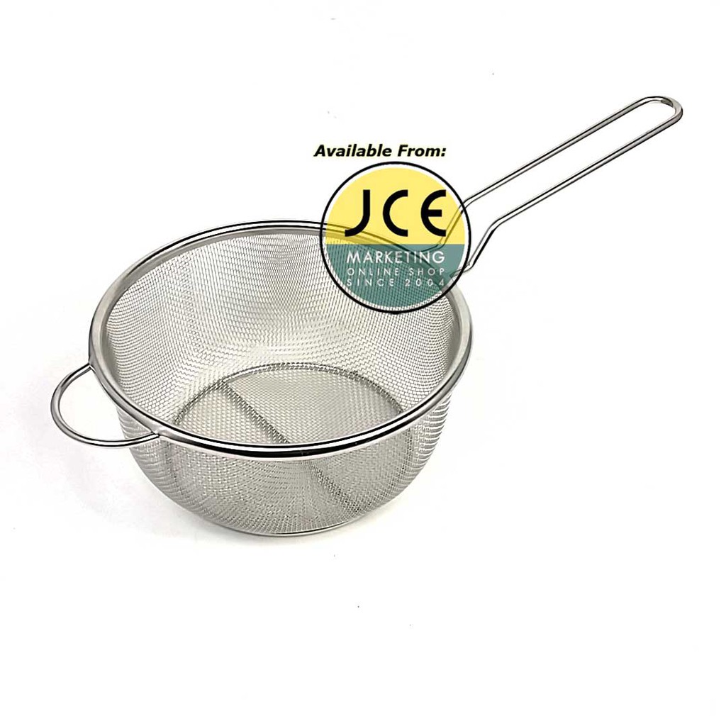 STAINLESS STEEL FLAT BOTTOM NOODLE PASTA AND SNACK FOOD MESH STRAINER