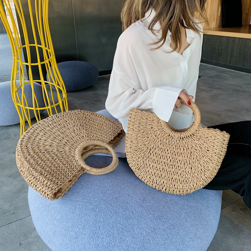 half moon rattan bag