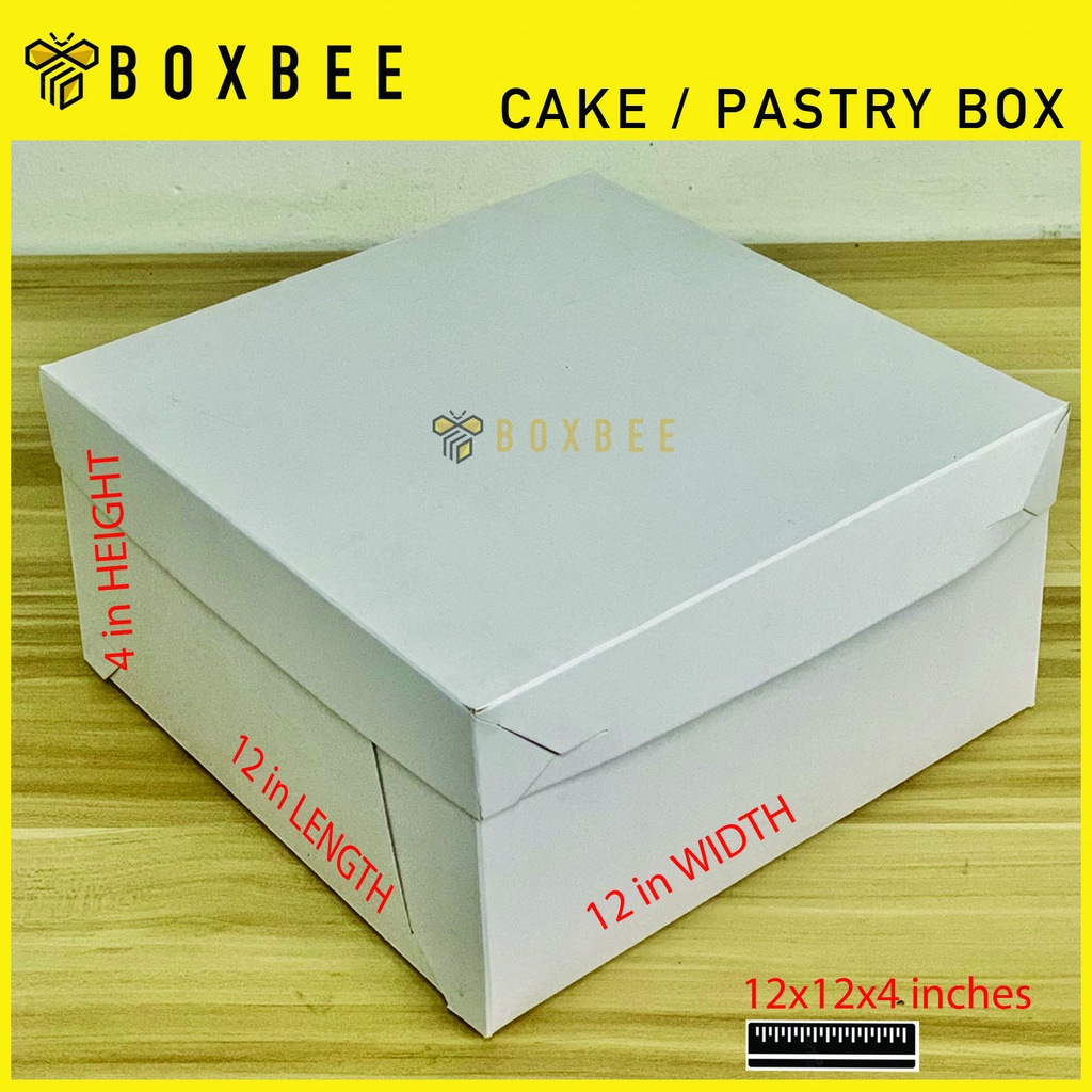 BOXBEE CAKE / PASTRY BOX 12X12X4 inch (5 sets min order) Shopee