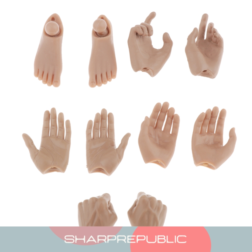 1/6 Scale Male Figure Hand and Feet Model for 12\'\' Action Figures ...