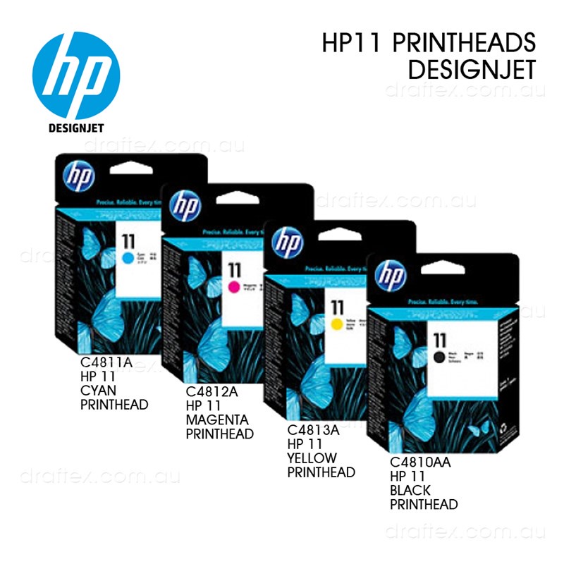 HP 11 Printhead ALL COLORS SET COMBO (BLACK),(CYAN),(YELLOW),(MAGENTA ...