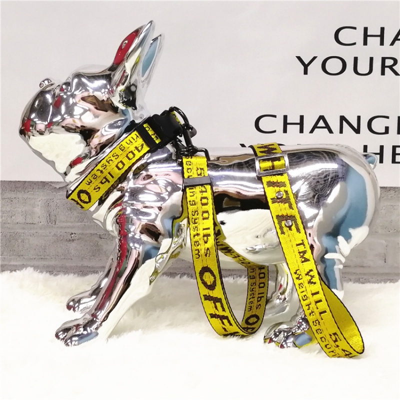 Dog Harness and Leash Set Dogs Collar for York Chihuahua Off White Dog