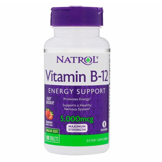 Natrol, Vitamin B-12, Strawberry Flavor, 5000 mcg, 100 Tabs | Shopee  Philippines