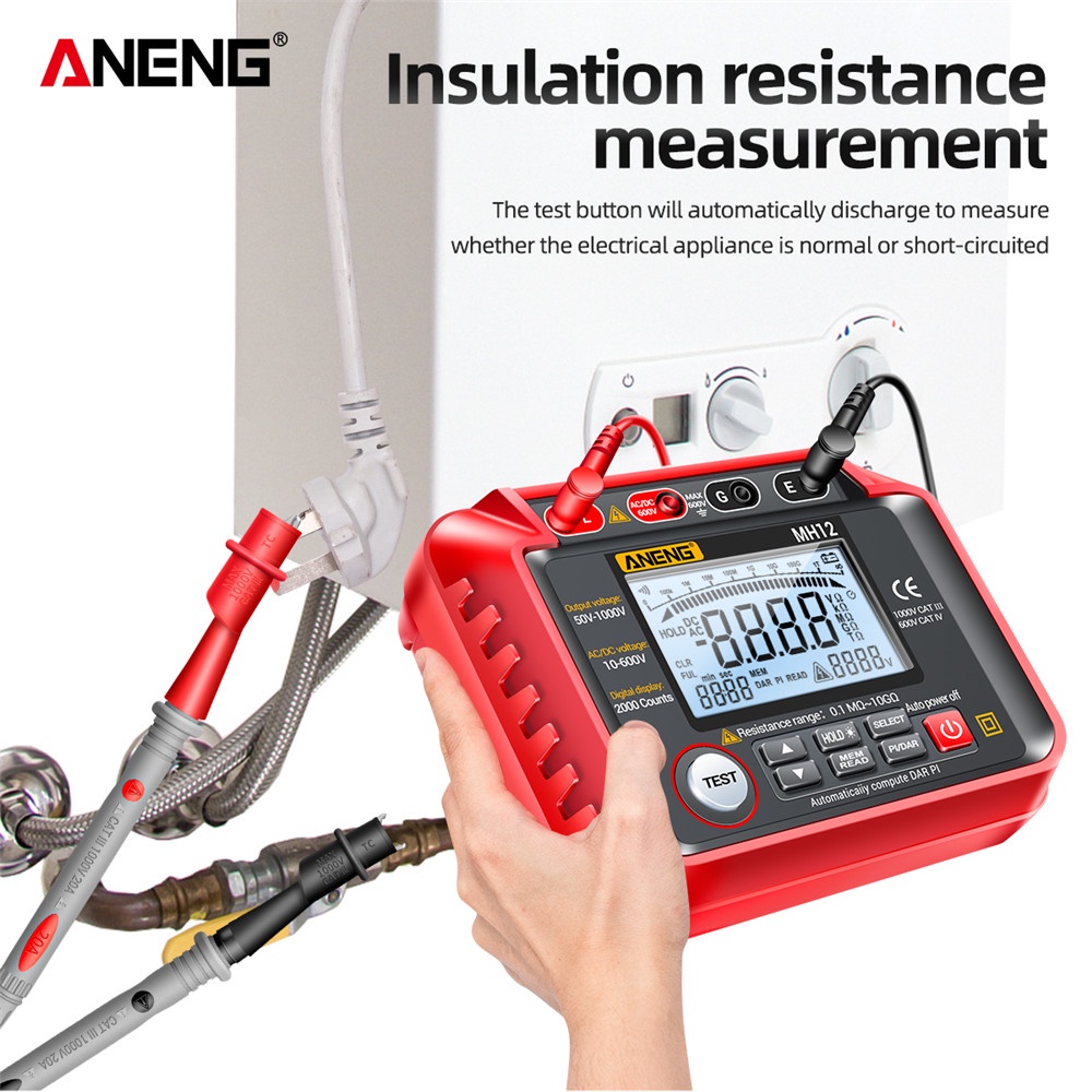 ANENG MH12 Digital Megohmmeter Meters Insulation Earth Resistance Meters Tester cable High Voltage Voltmeter Megger Meter others