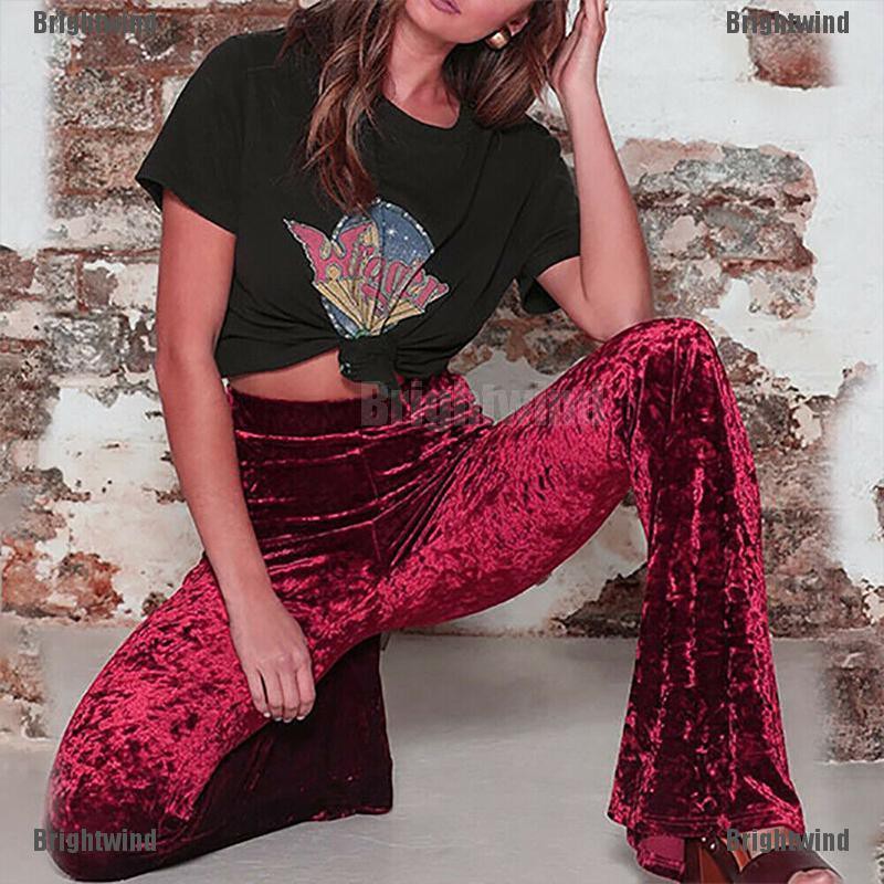 pink velvet flare pants