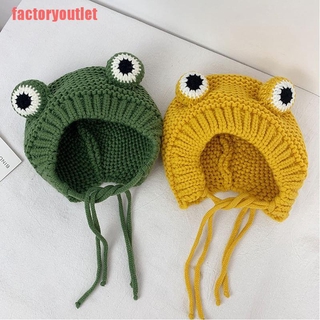 FCPH Solid color Cartoon frog knitted hat winter warm hat Skullies cap beanie for kid #4