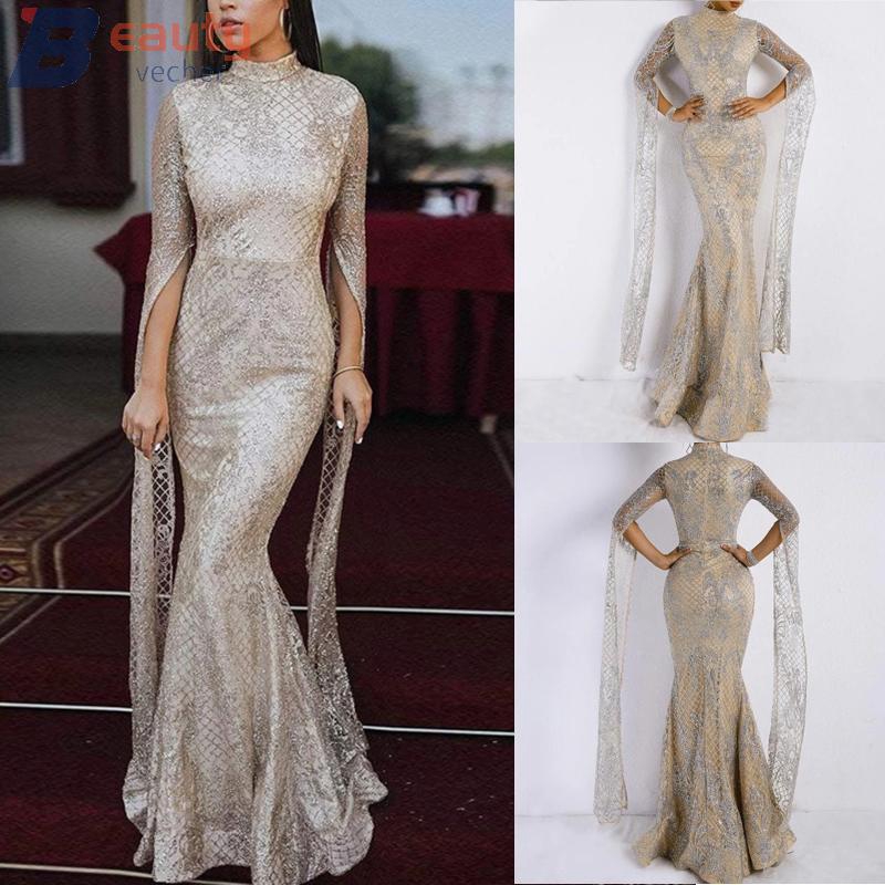 long sleeve floor length gown