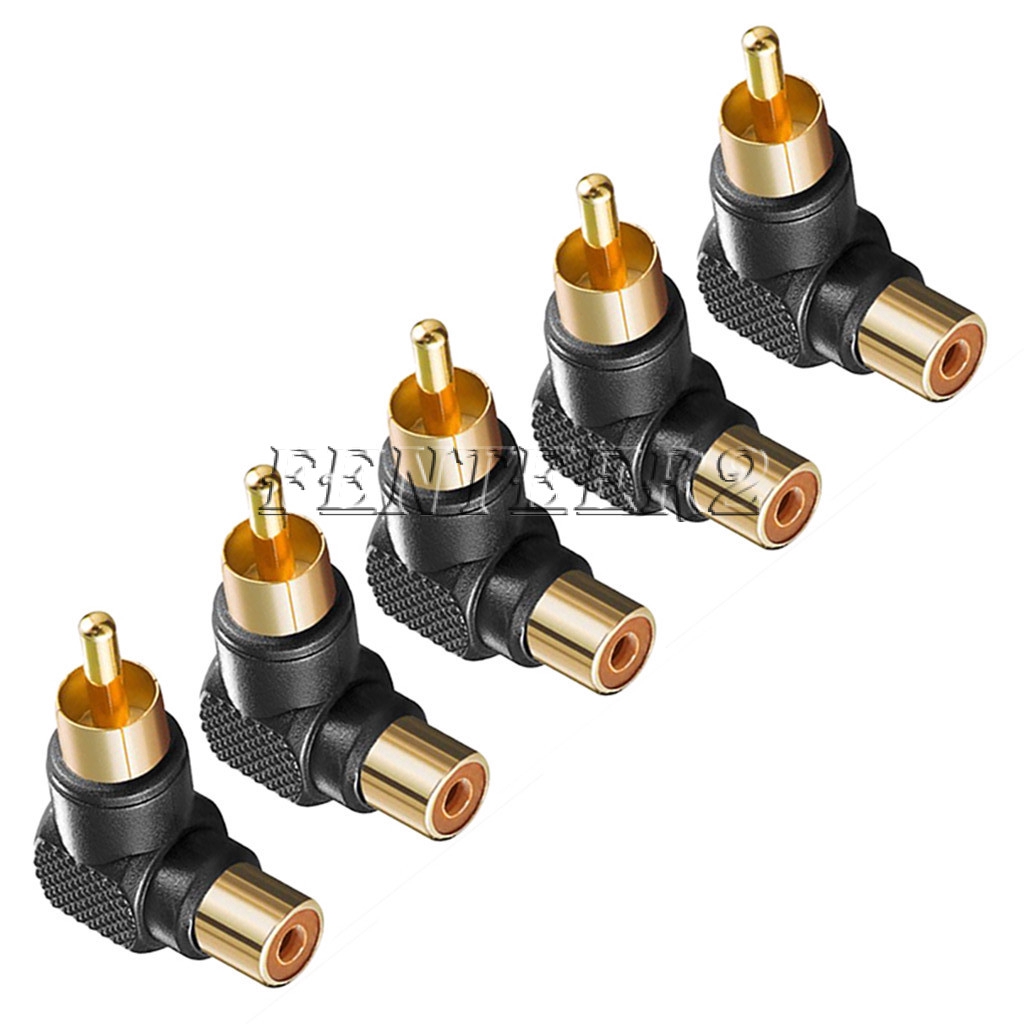 5pcs RCA Right Angle 90 Degree Adapter Audio/Video Cable Co Shopee