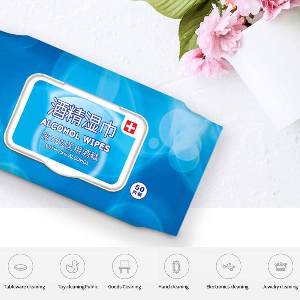 80PCS Disposable Wet Wipes Rinse Free Cleaning Wet Tissue For Travel Home