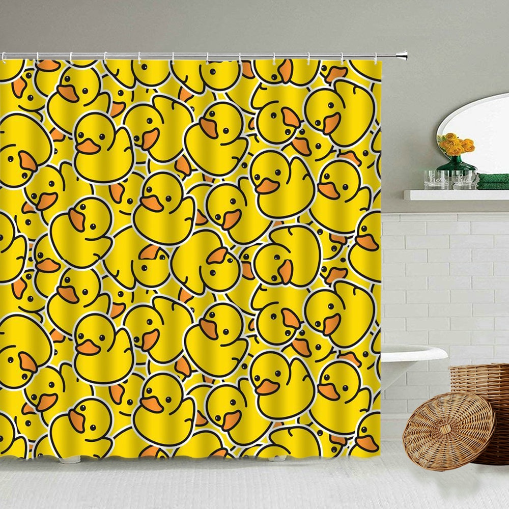 Cute Animal Little Yellow Duck Shower, Boy Girl Bathroom Shower Curtain