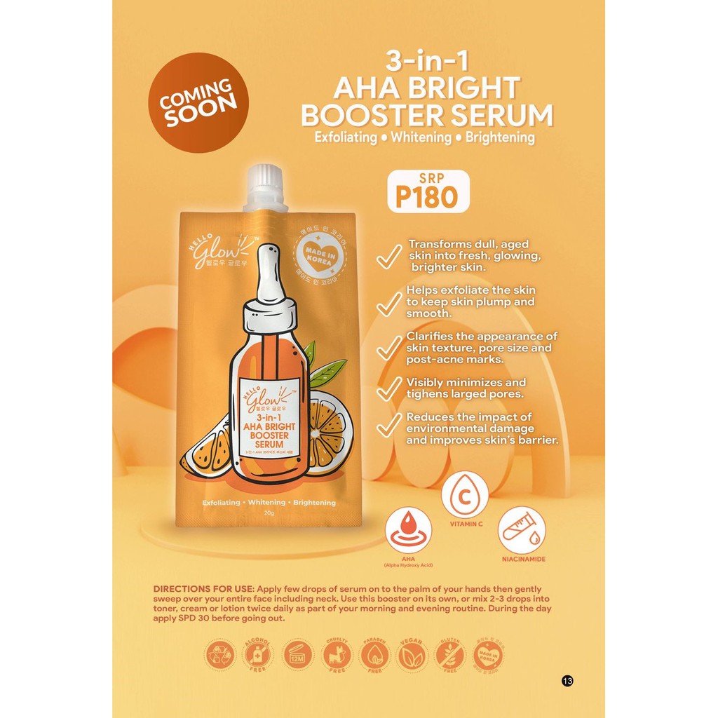 Hello Glow 3in1 AHA Bright Booster Serum Shopee Philippines