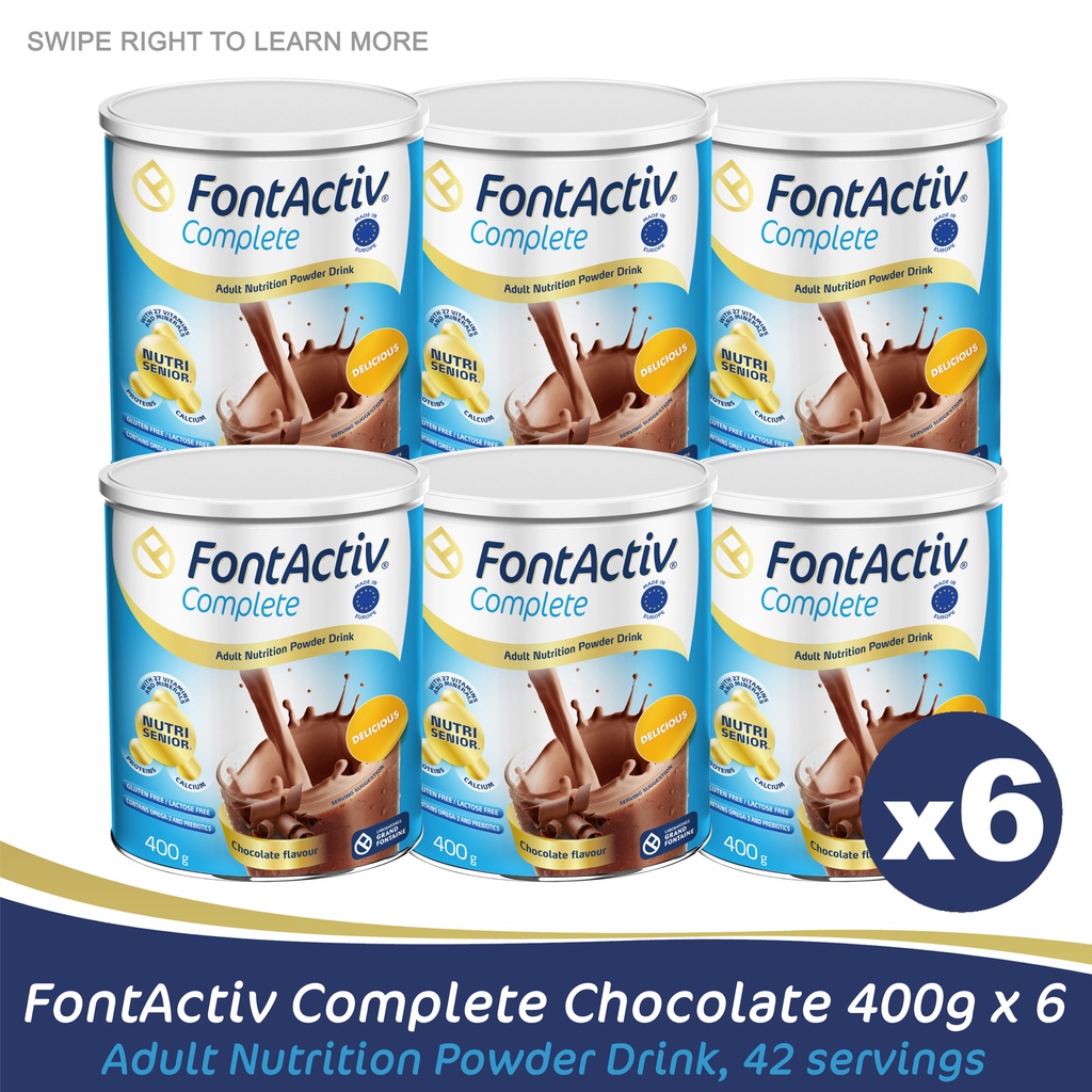 FontActiv Complete Chocolate 400g Bundle Of 6 Adult Nutrition Powder