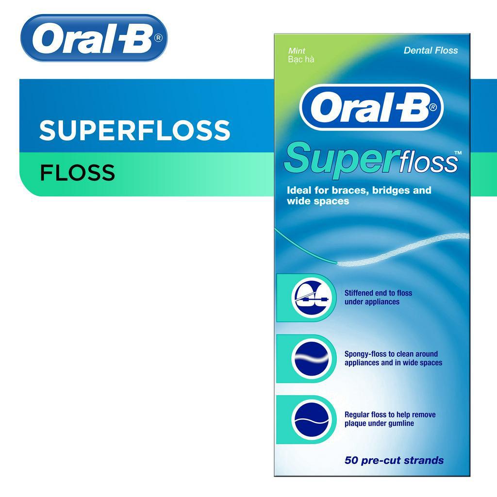 Oral B SuperFloss Super Dental Floss For Braces Bridges 50 Strips, Pack