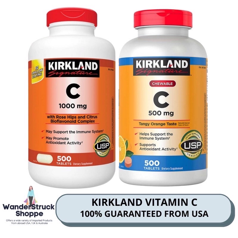 Kirkland Signature Vitamin C 1000mg or 500mg, 500 tablets, Expiry 2024