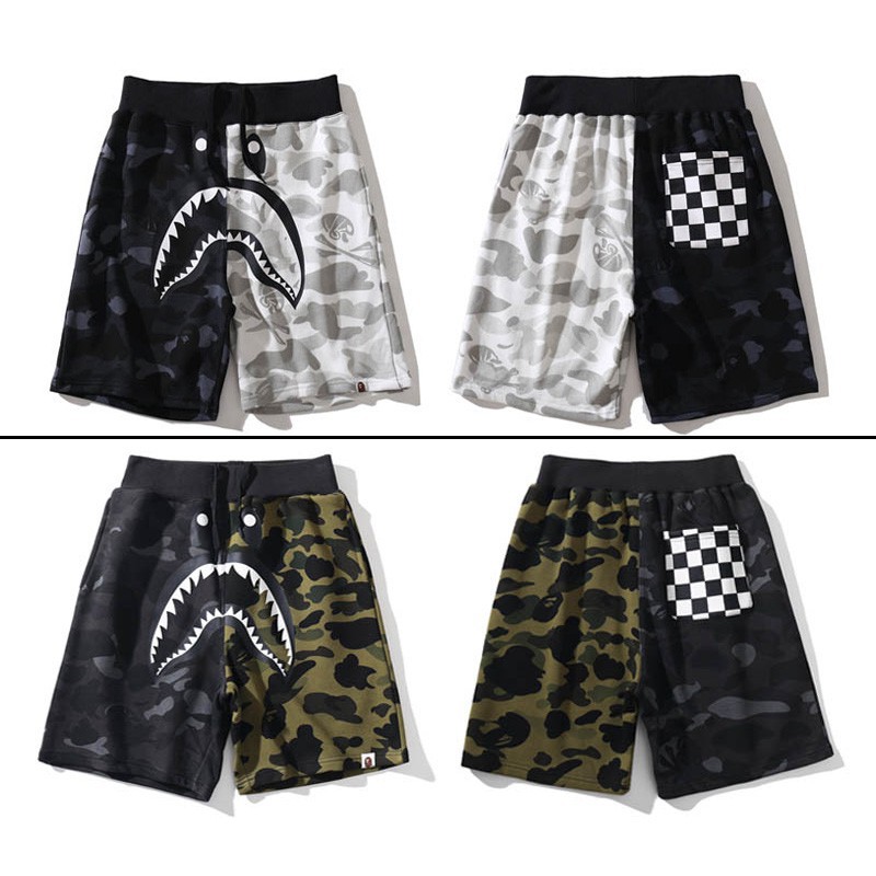 black and white bape shorts