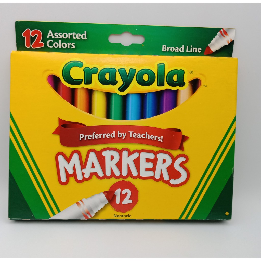 12 Pcs Crayola Markers Assorted Colors 12 Count Colored Pen Broad Marker Shopee Philippines