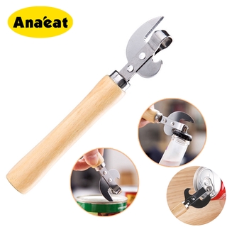 Wooden Handle Can Opener Side Cut Stainless Steel Kitchen Multi-tool Cap Remover