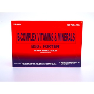 B50 Forten, B-Complex Vitamins & Mineral 200 Tab/Per Box