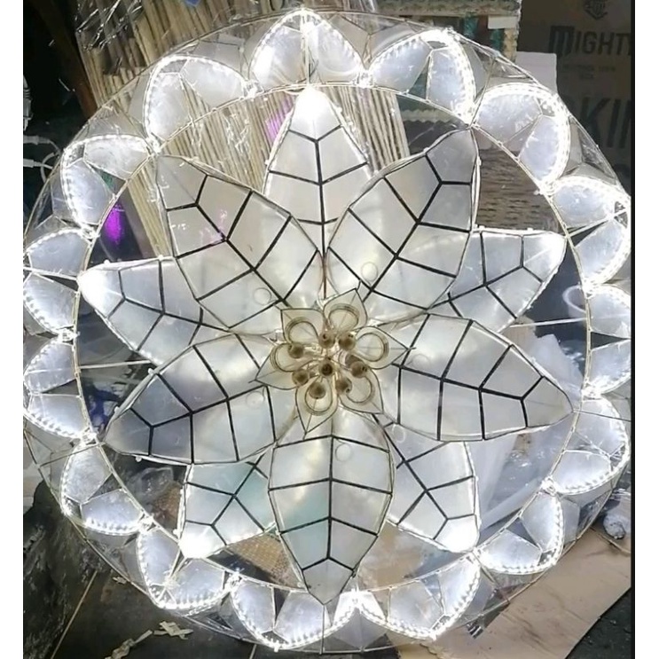 24 inches Poinseitta Capiz Lanterns Parole - Flourescent White ALL LED ...