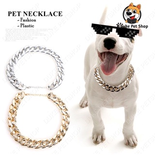 Pet Necklace Thick Gold Plated Plastic Adjustable For Medium Large Dogs Bulldog